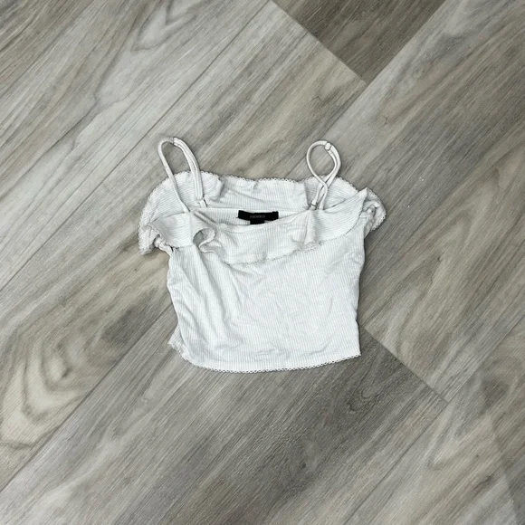 White Ruffled Off-Shoulder Top - Picture 1 of 1